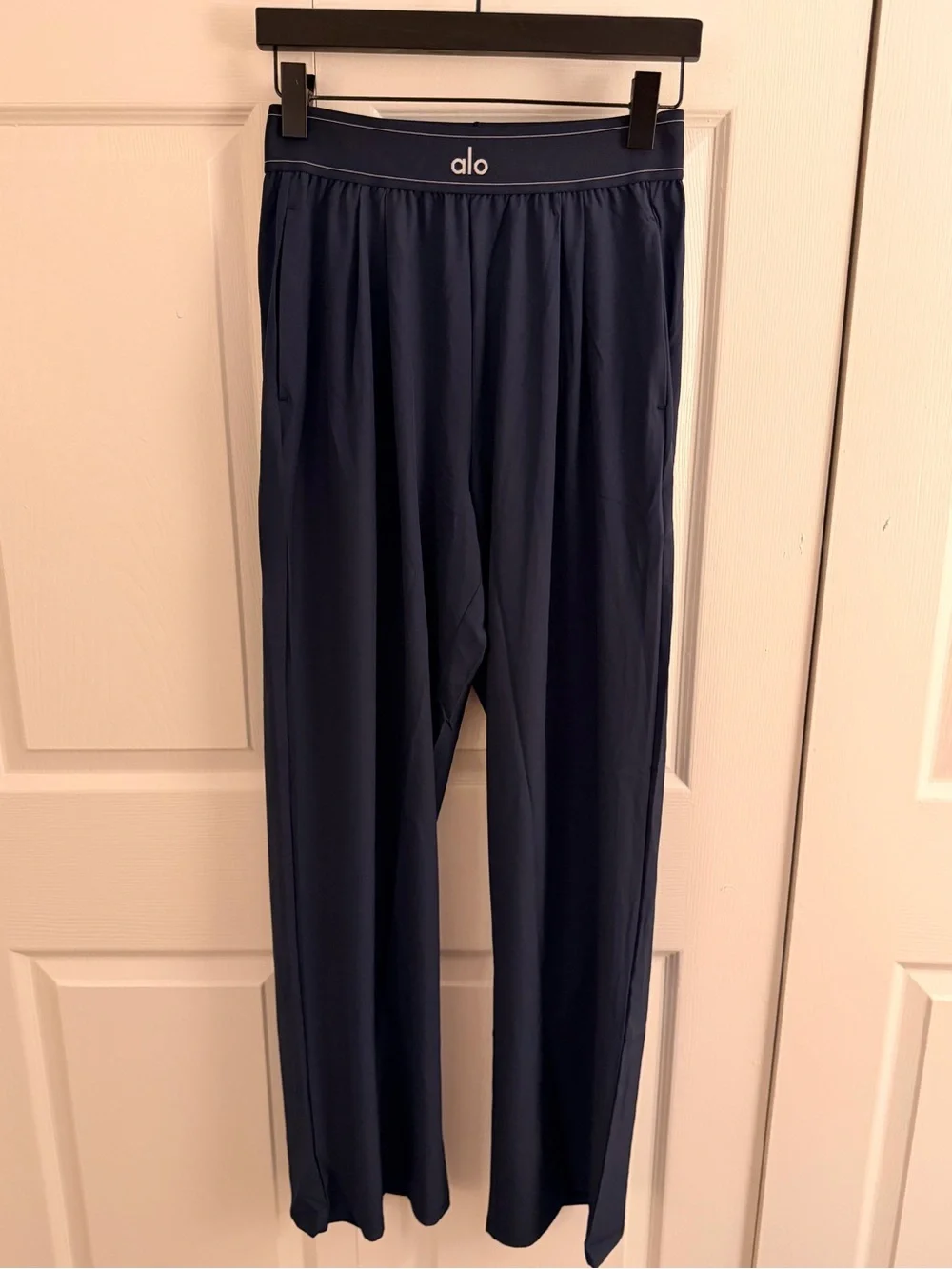 ALO Yoga Navy Women's Track Pants with Logo Waistband